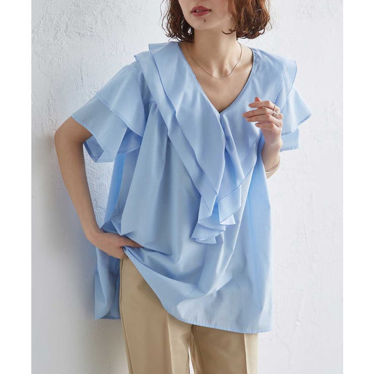 ビッグカラーフリルハーフスリーブブラウス | RANAN | 詳細画像8 