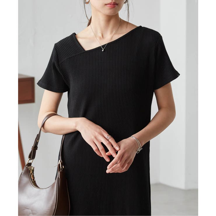 アシメネックハーフスリーブリブワンピ | RANAN | 詳細画像4 