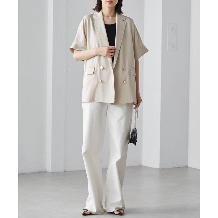 麻調ダブルボタンハーフスリーブジャケット | RANAN | 詳細画像13 