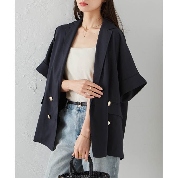 麻調ダブルボタンハーフスリーブジャケット | RANAN | 詳細画像15 