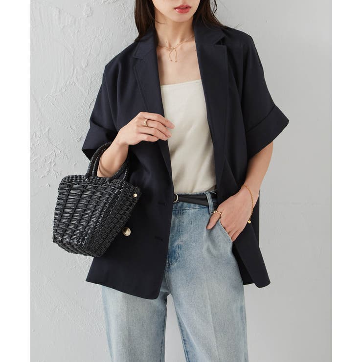 麻調ダブルボタンハーフスリーブジャケット | RANAN | 詳細画像16 