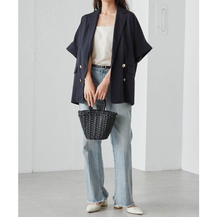 麻調ダブルボタンハーフスリーブジャケット | RANAN | 詳細画像18 