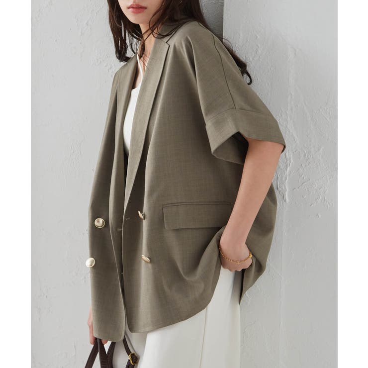 麻調ダブルボタンハーフスリーブジャケット | RANAN | 詳細画像6 