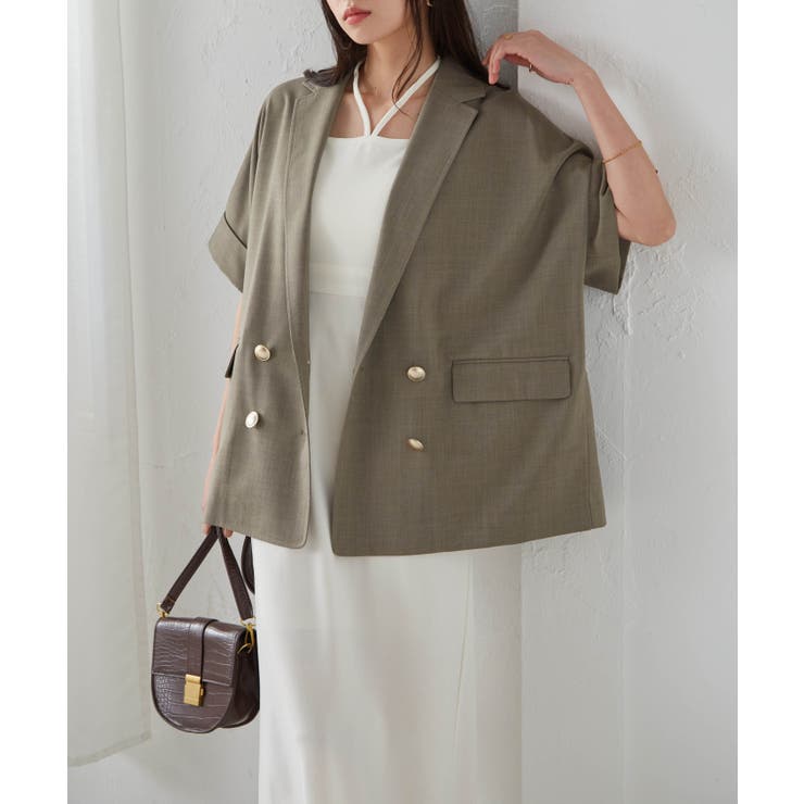 麻調ダブルボタンハーフスリーブジャケット | RANAN | 詳細画像7 