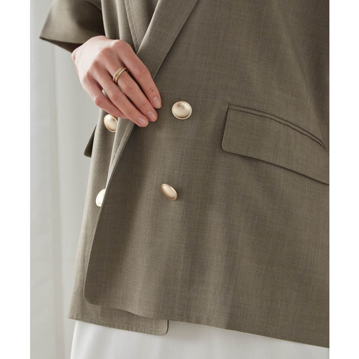 麻調ダブルボタンハーフスリーブジャケット | RANAN | 詳細画像9 