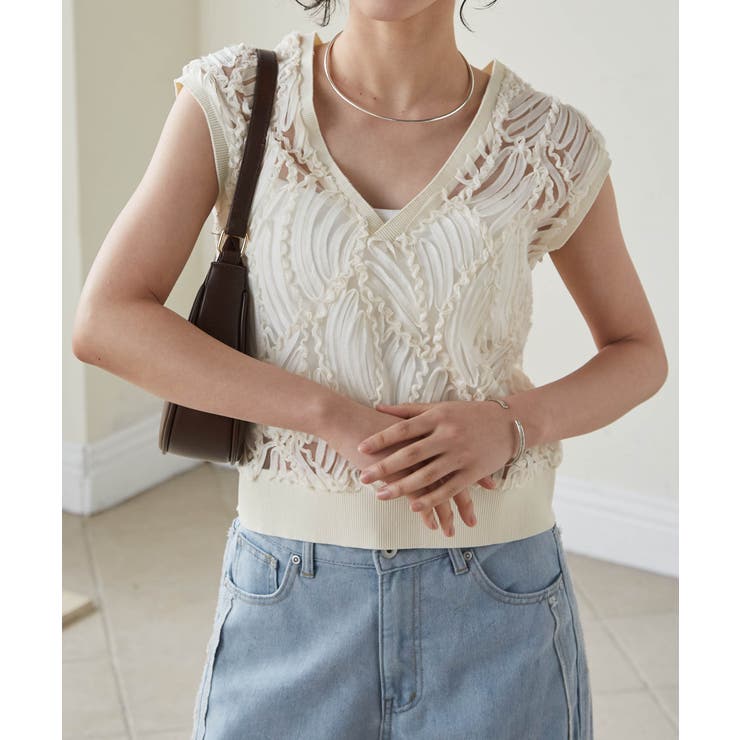 シアー刺しゅうベスト | RANAN | 詳細画像17 