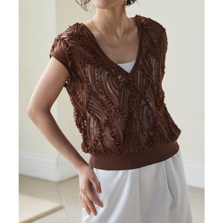 シアー刺しゅうベスト | RANAN | 詳細画像7 