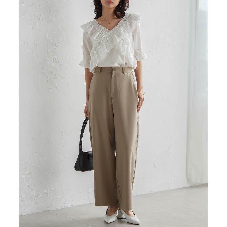 麻調素材カーブスラックス | RANAN | 詳細画像4 