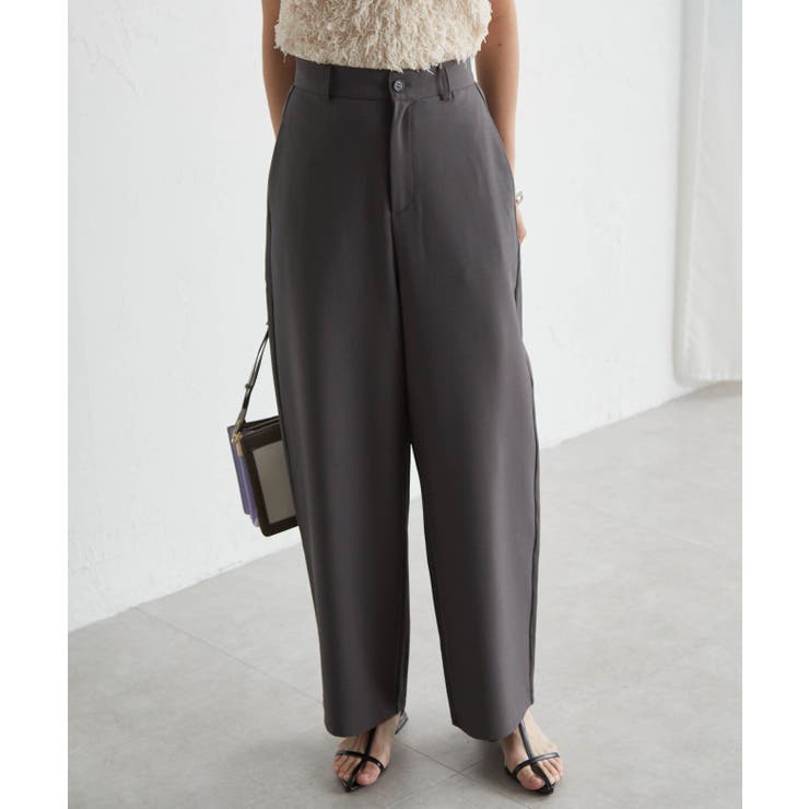 グレー | 麻調素材カーブスラックス | RANAN