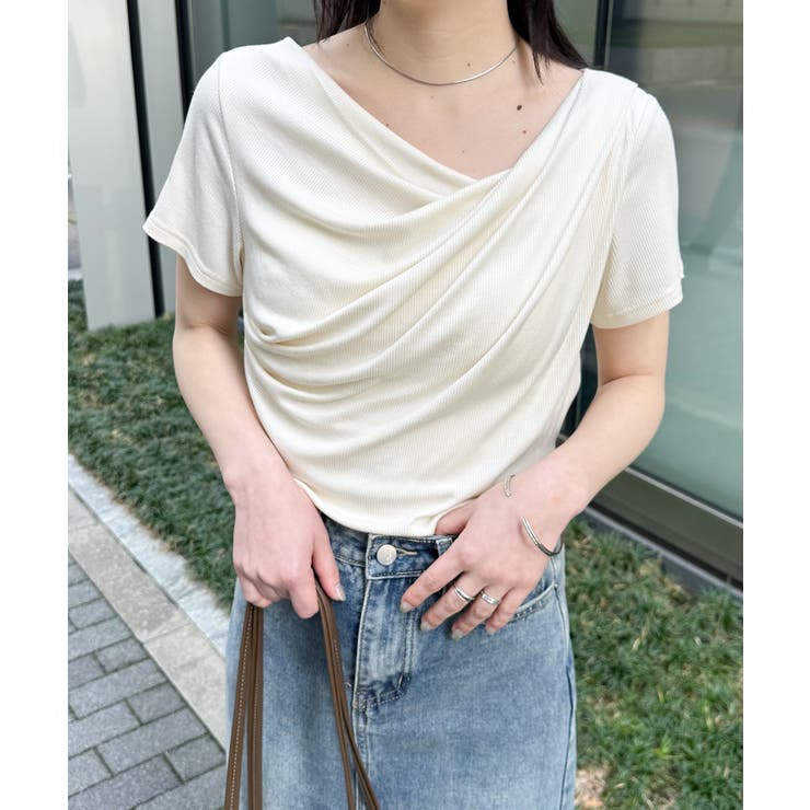 オフホワイト | ドレープリブＴシャツ | RANAN