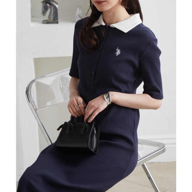 【M～LLサイズ展開】＜U.S.POLO ASSN.＞ポロ衿リブワンピース | RANAN | 詳細画像17 