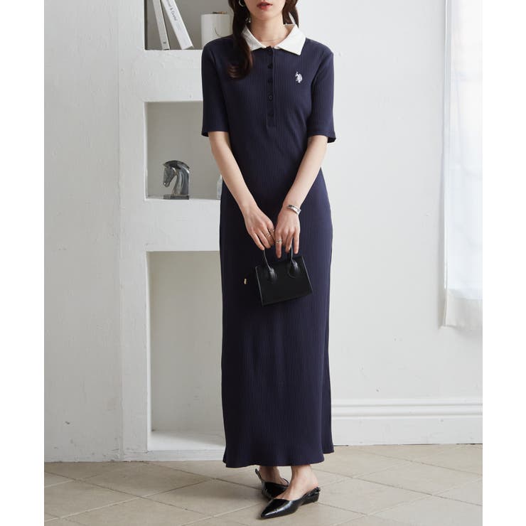 【M～LLサイズ展開】＜U.S.POLO ASSN.＞ポロ衿リブワンピース | RANAN | 詳細画像19 