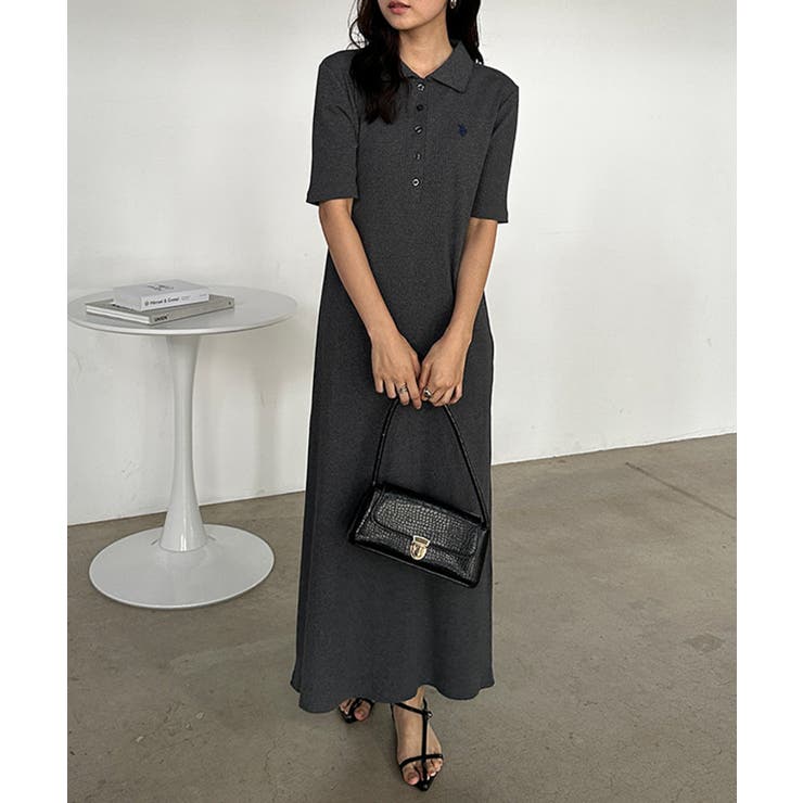 グレー | ＜Ｕ．Ｓ．Ｐ＞ポロ衿リブワンピース | RANAN