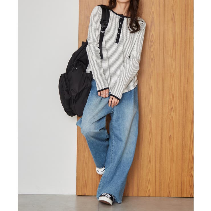 ヘンリーネックワッフルロンＴ | RANAN | 詳細画像10 