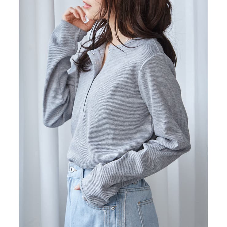 ヘンリーネックワッフルロンＴ | RANAN | 詳細画像13 