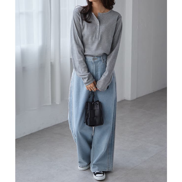 ヘンリーネックワッフルロンＴ | RANAN | 詳細画像16 