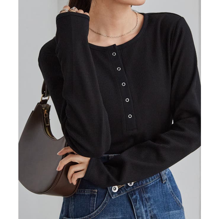 ヘンリーネックワッフルロンＴ | RANAN | 詳細画像3 