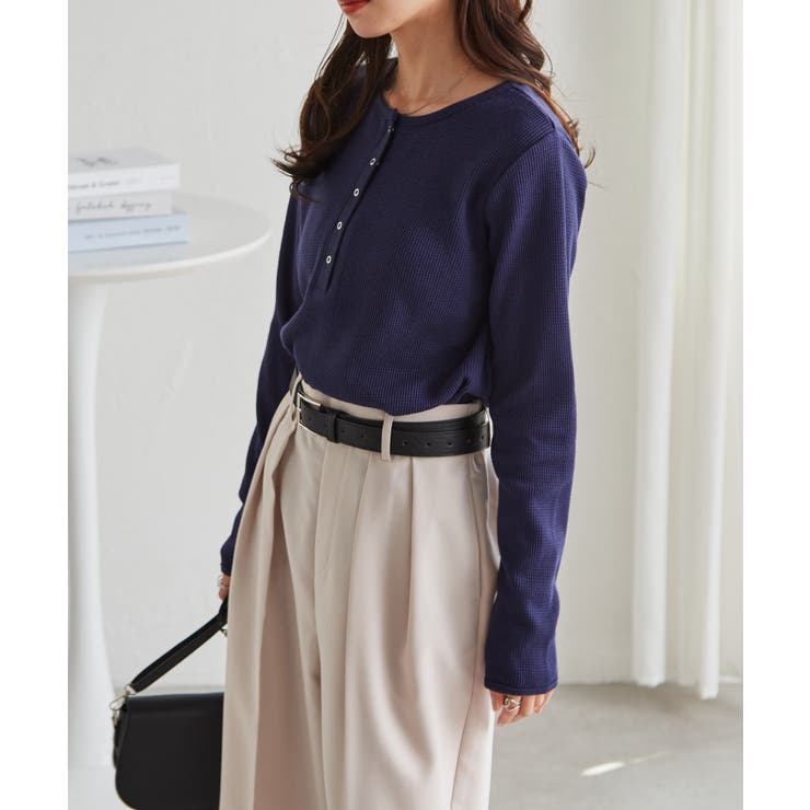 ヘンリーネックワッフルロンＴ | RANAN | 詳細画像23 