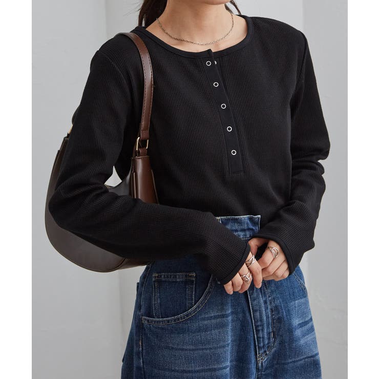 ヘンリーネックワッフルロンＴ | RANAN | 詳細画像4 