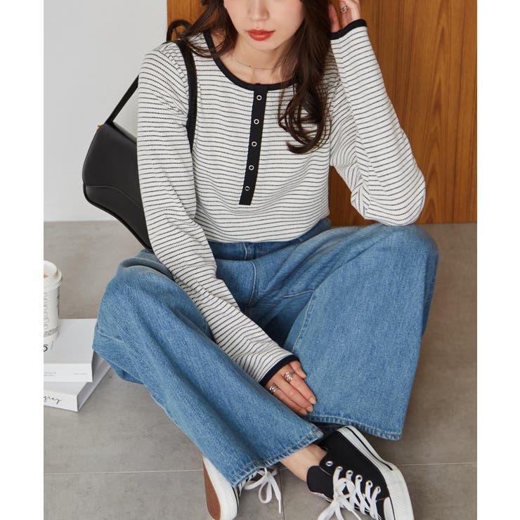 ヘンリーネックワッフルロンＴ | RANAN | 詳細画像6 