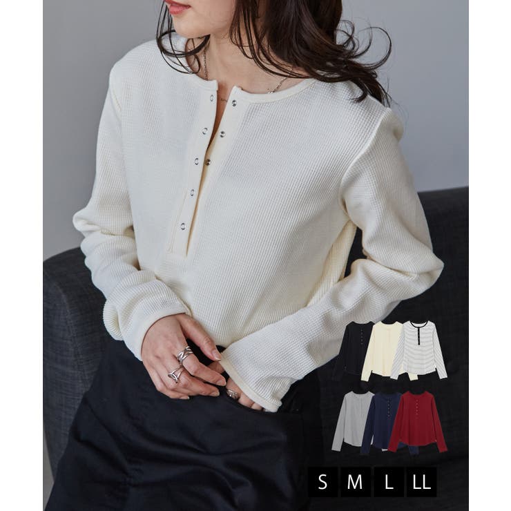 ヘンリーネックワッフルロンＴ | RANAN | 詳細画像1 