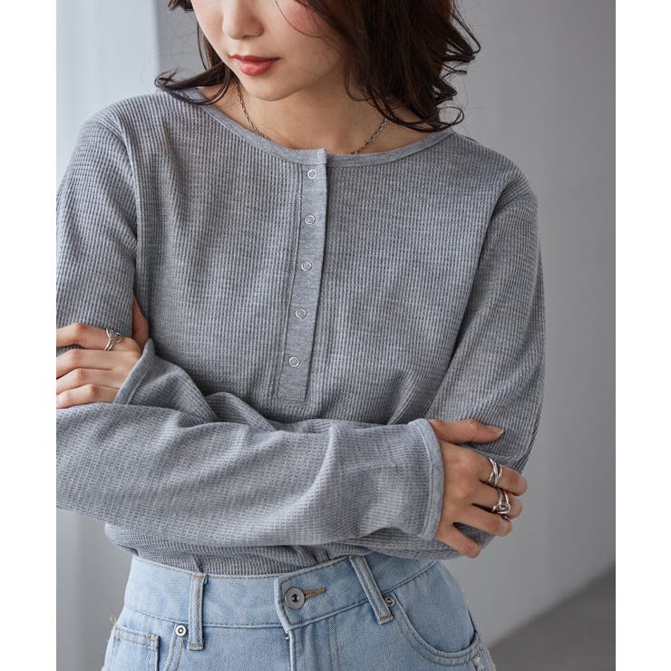 グレー | ヘンリーネックワッフルロンＴ | RANAN