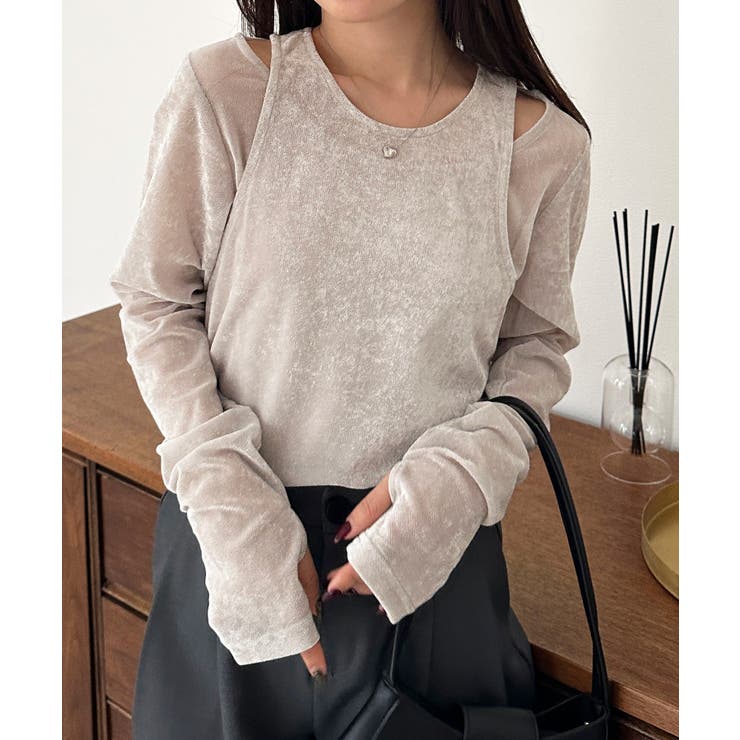 アイボリー | ２ＷＡＹレイヤードシアーベロアトップス | RANAN