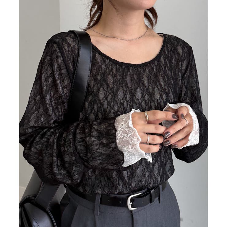 ブラック/ホワイト | リバーシブルシアーレースＴ | RANAN