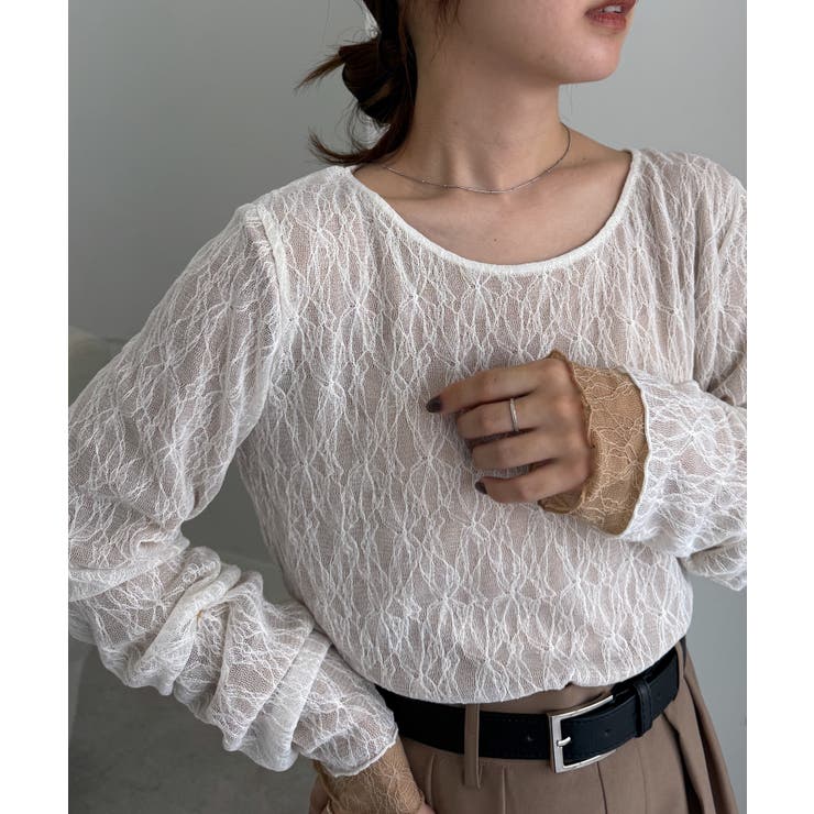 ホワイト/ベージュ | リバーシブルシアーレースＴ | RANAN