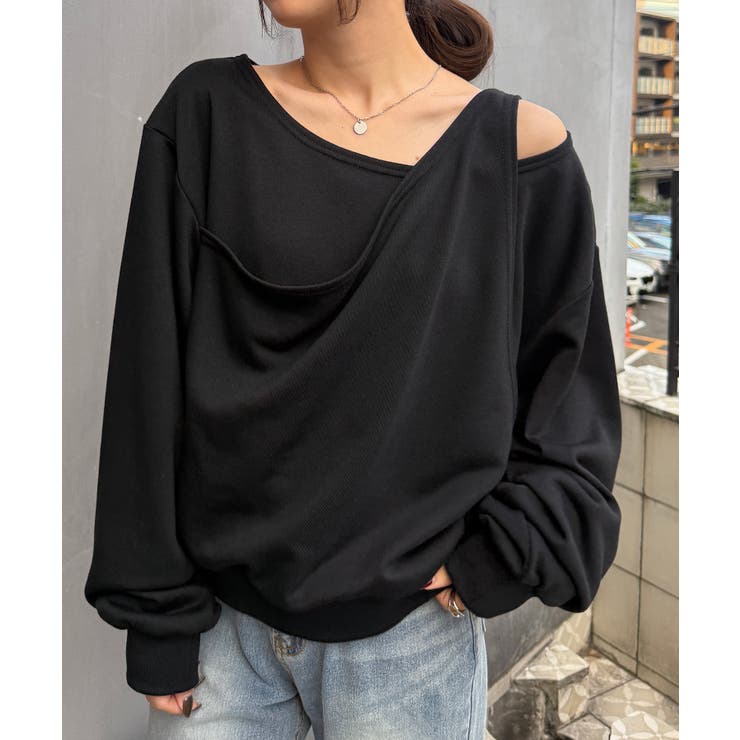 ブラック | レイヤードデザインスウェット | RANAN