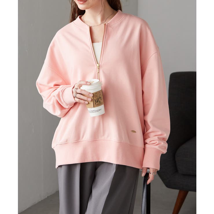 ピンク | フロントハーフジップスウェット | RANAN