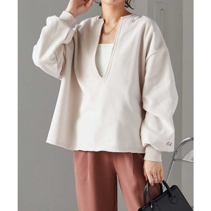 深Ｖネックロゴ刺繍スウェット | RANAN | 詳細画像11 