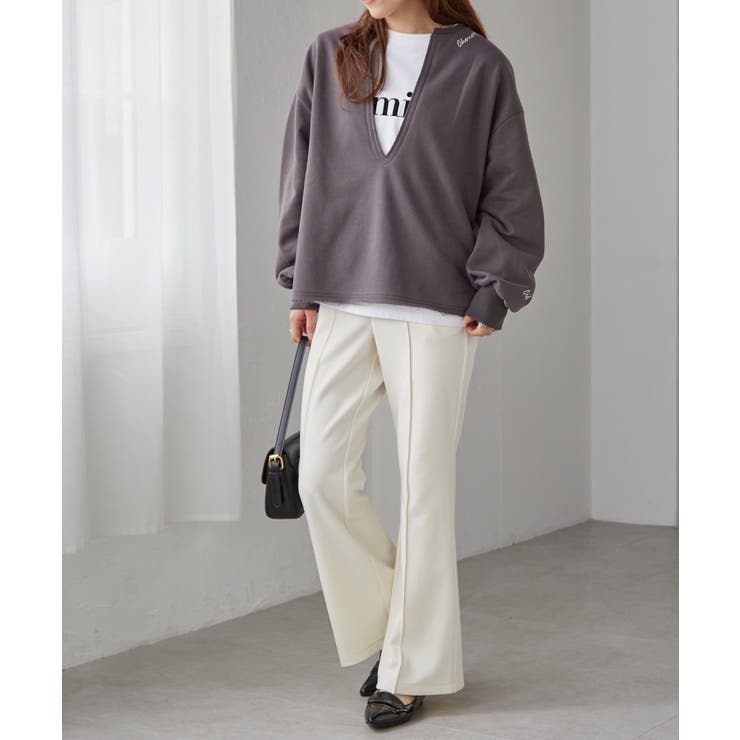 深Ｖネックロゴ刺繍スウェット | RANAN | 詳細画像18 