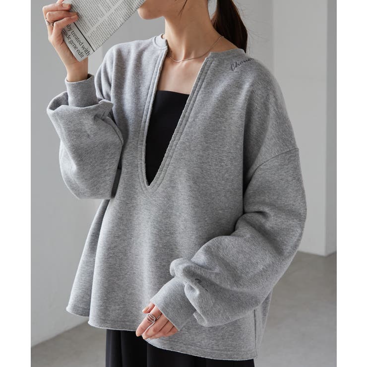 深Ｖネックロゴ刺繍スウェット | RANAN | 詳細画像5 