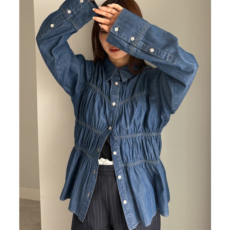 ネイビー | ライトデニムシャーリングデザインシャツ | RANAN