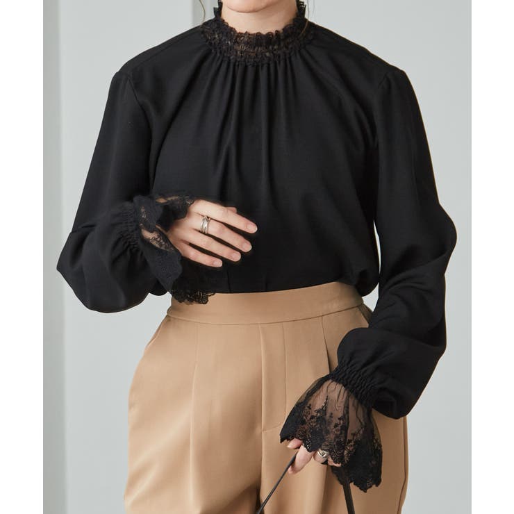 レースフリルプチハイネックブラウス | RANAN | 詳細画像1 