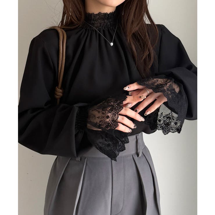 レースフリルプチハイネックブラウス | RANAN | 詳細画像10 