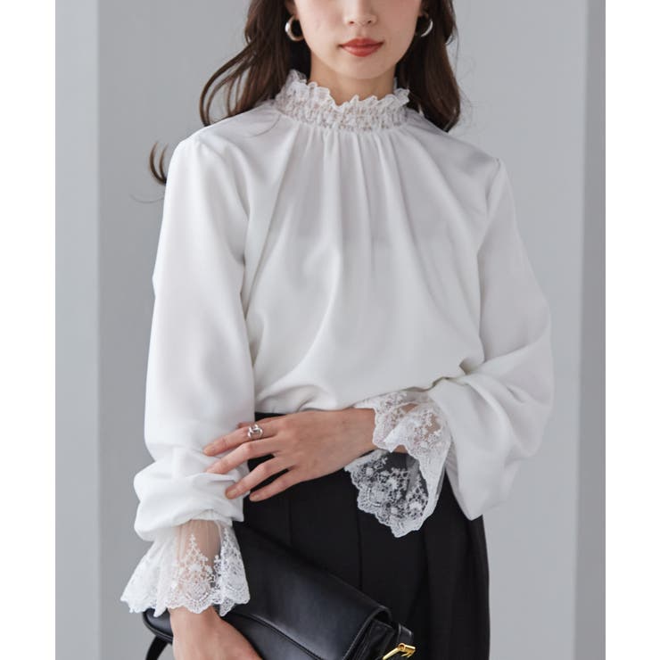 レースフリルプチハイネックブラウス | RANAN | 詳細画像6 