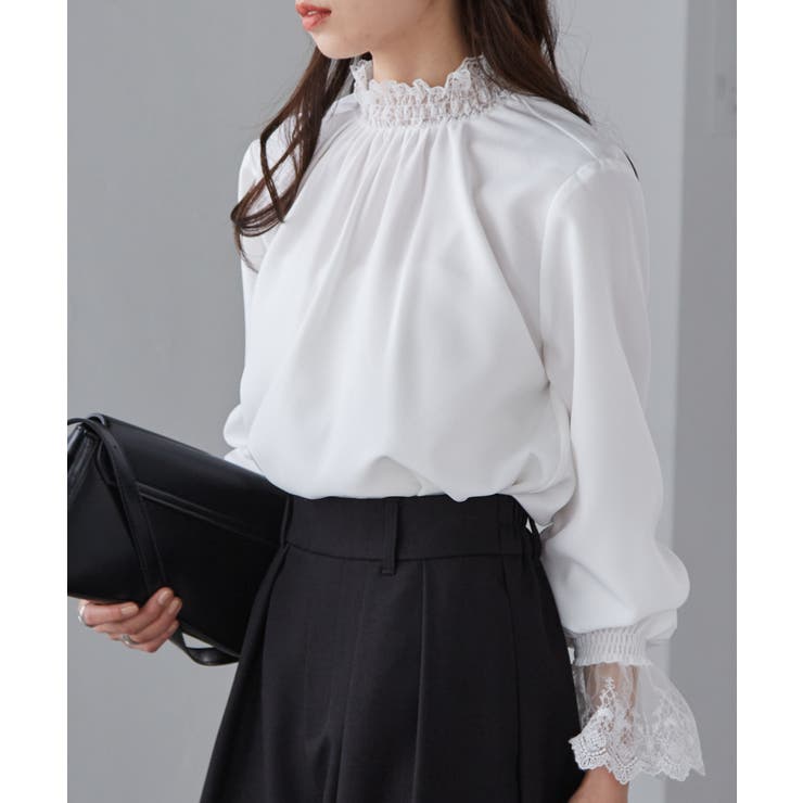 レースフリルプチハイネックブラウス | RANAN | 詳細画像9 