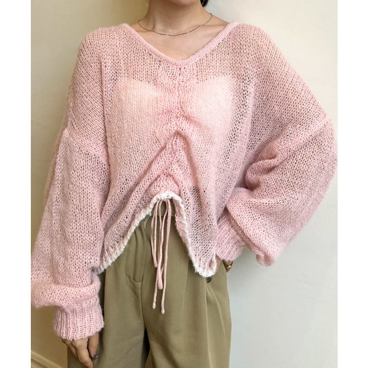 ピンク | モヘアライク２ＷＡＹギャザーニット | RANAN