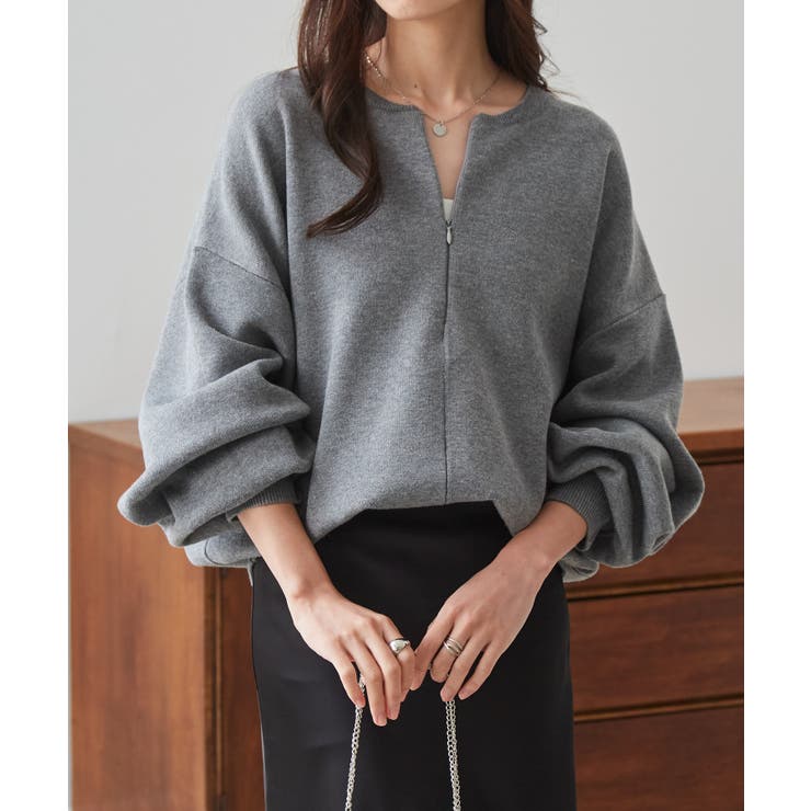 ハーフジップスウェットライクニット[品番：RANW0000087]｜RANAN