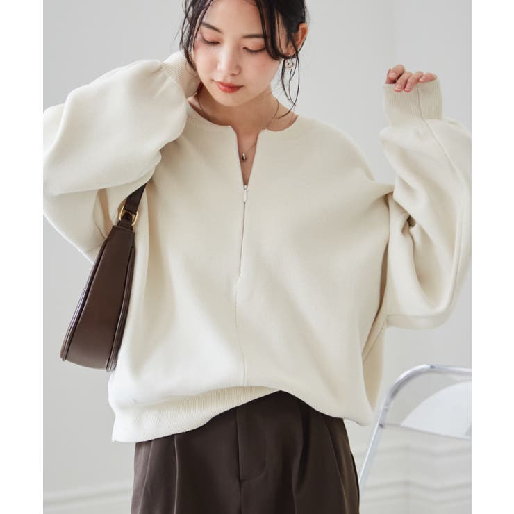 ハーフジップスウェットライクニット[品番：RANW0000087]｜RANAN