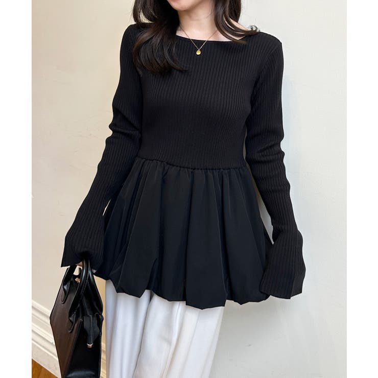 裾バルーンドッキングリブニット | RANAN | 詳細画像3 