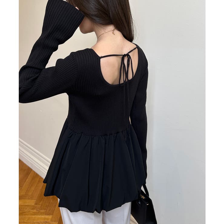 裾バルーンドッキングリブニット | RANAN | 詳細画像4 