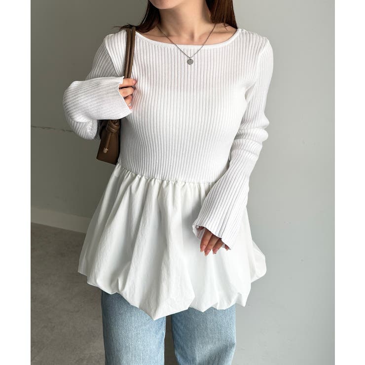 裾バルーンドッキングリブニット | RANAN | 詳細画像9 