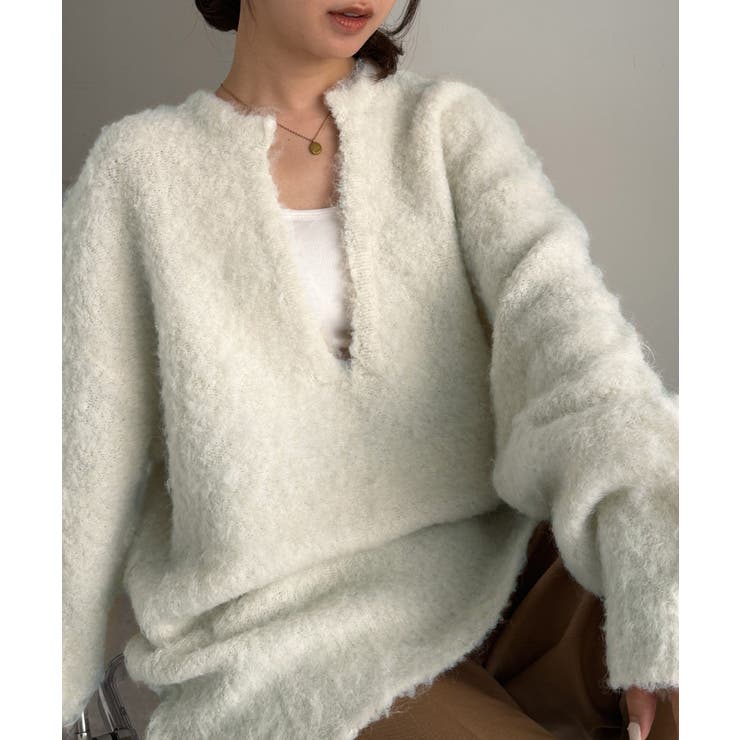 ディープキーネックシャギーニット | RANAN | 詳細画像1 