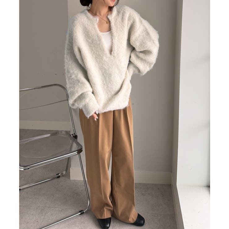 ディープキーネックシャギーニット | RANAN | 詳細画像3 