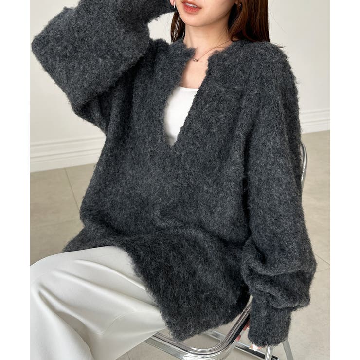 ディープキーネックシャギーニット | RANAN | 詳細画像6 