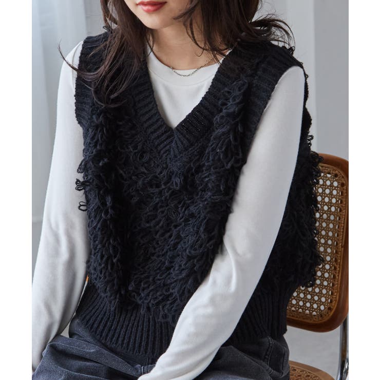 ループフリンジニットベスト[品番：RANW0000093]｜RANAN（ラナン）の