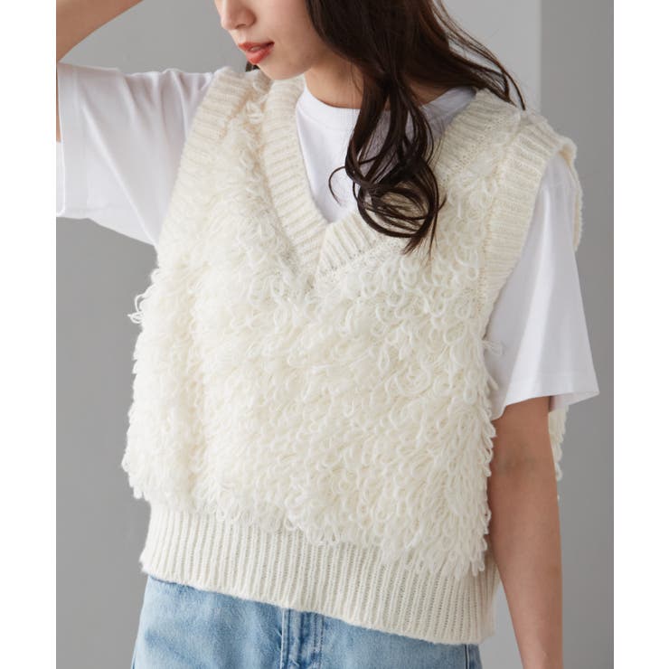 アイボリー | ループフリンジニットベスト | RANAN